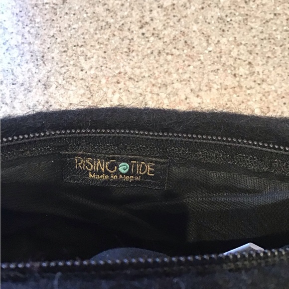 Rising Tide Wool Zip Pouch Clutch Accessory Bag Handmade Floral - Picture 3 of 8